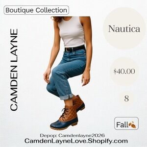 Nautica Tan and Blue Quilted Boots